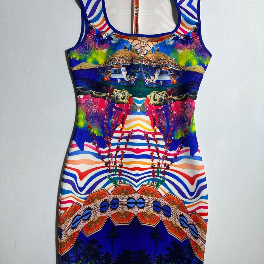 Coachella Fit Mackenzie Mode Trippy Boat Colorful Patterned Mini Dress
